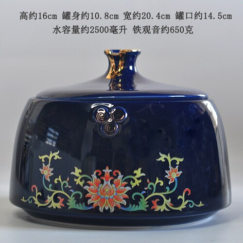 Red Ceramic Storage Jar with Lid Kitchen Seasoning Sealed Jar Portable Large-capacity Tea Tin Box Home Decoration: C-L