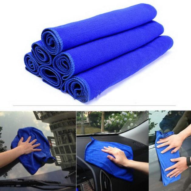 5Pcs Blue Soft Microfiber Cleaning Towel Super Absorbent Wash Cloth Car Auto Care Cleaning Towels 30x30cm Car Accessories