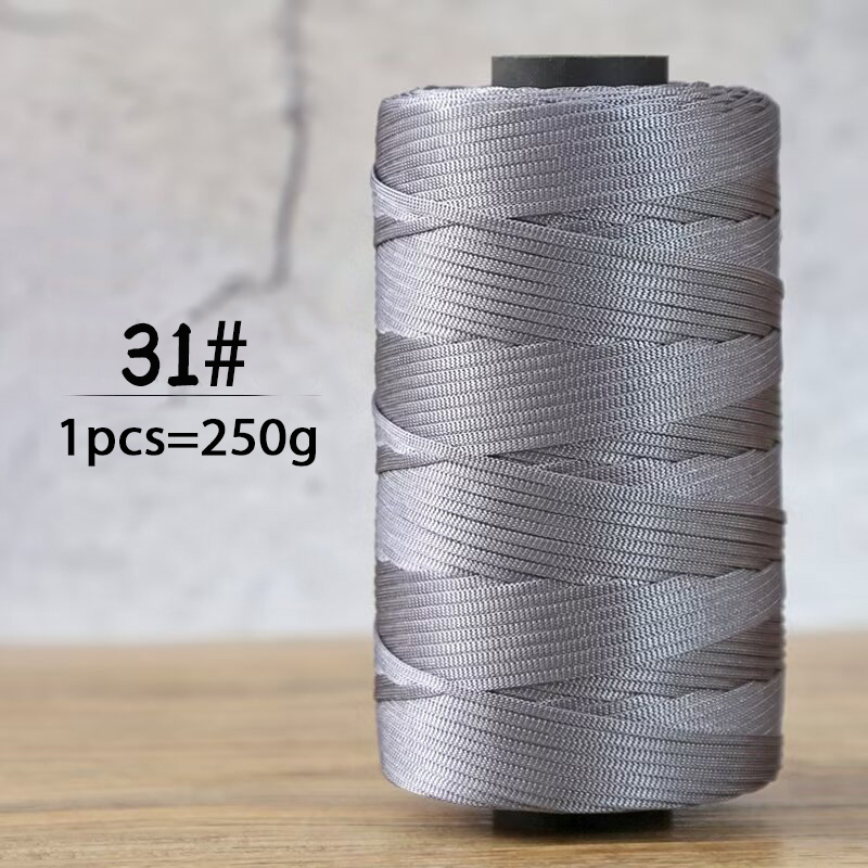 250g summer crochet flat ribbon thread handmade DIY weaving production crochet summer sun hat sandals bag shiny yarn: Light Grey