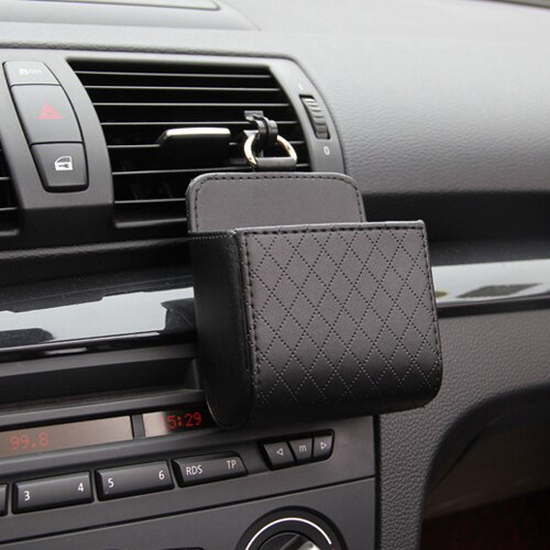 PU leather car socket vents trash can car phone seat bag storage bag for Kia Rio K2 K3 K5 K4 Cerato,Soul,Forte,Sportage R,SORENT: Black