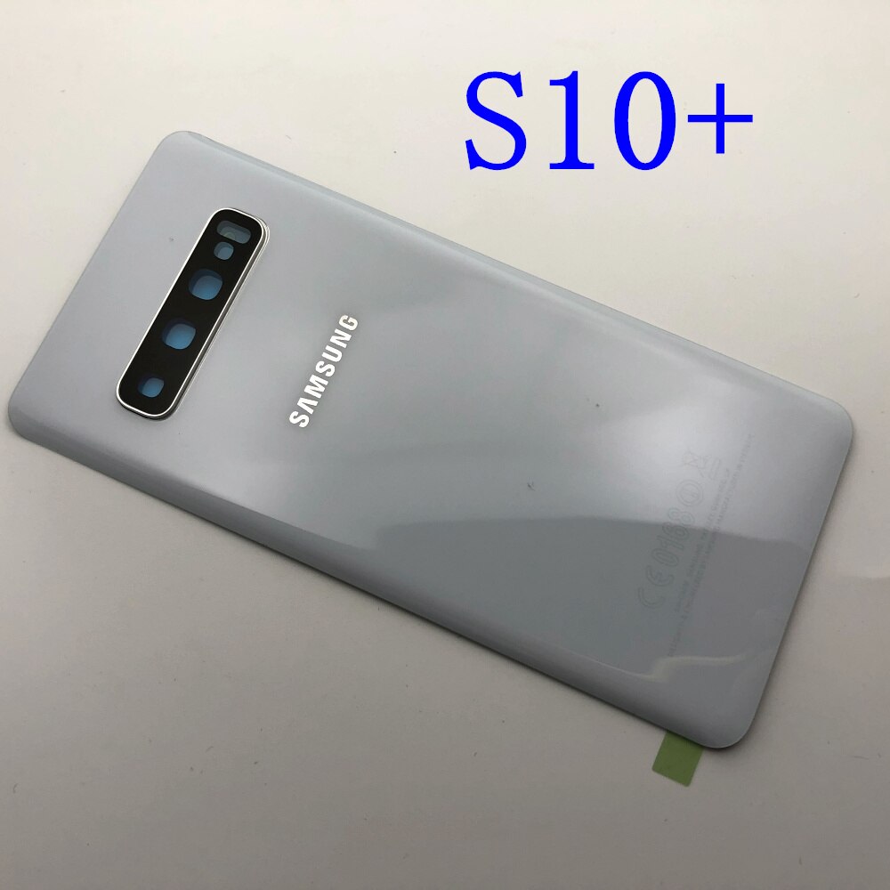 Posteriore di Vetro di Ricambio Per Samsung Galaxy S10 S10e S10 Più S10 + Copertura Posteriore Della Batteria del Portello Custodia di Cassa Della Macchina Fotografica di Vetro lente Telaio: S10 Plus white