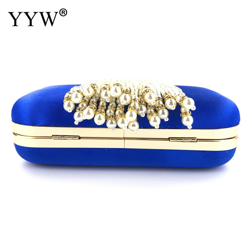 Azul festa de noite saco de embreagem das mulheres pérola borla saco de embreagem mão-frisado vestido saco de noite festa de formatura bolsa de casamento vermelho