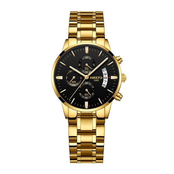 NIBOSI 2020 Top Brand New Cronografo Donna Orologio di Lusso Amante Orologio Classico Orologio Della Signora Bianco Orologi Vestito Orologio Relogio Feminino: goldblack