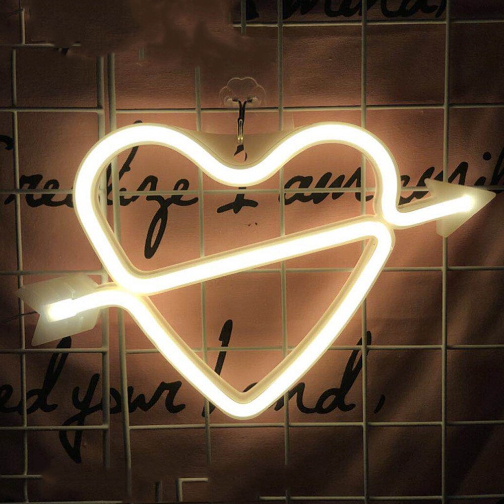 520 luces led de neón coloridas con forma de corazón, alimentadas por usb, para colgar en la pared de bodas, para decoración de fiestas, ventanas y habitaciones.: Cupido ama cálido