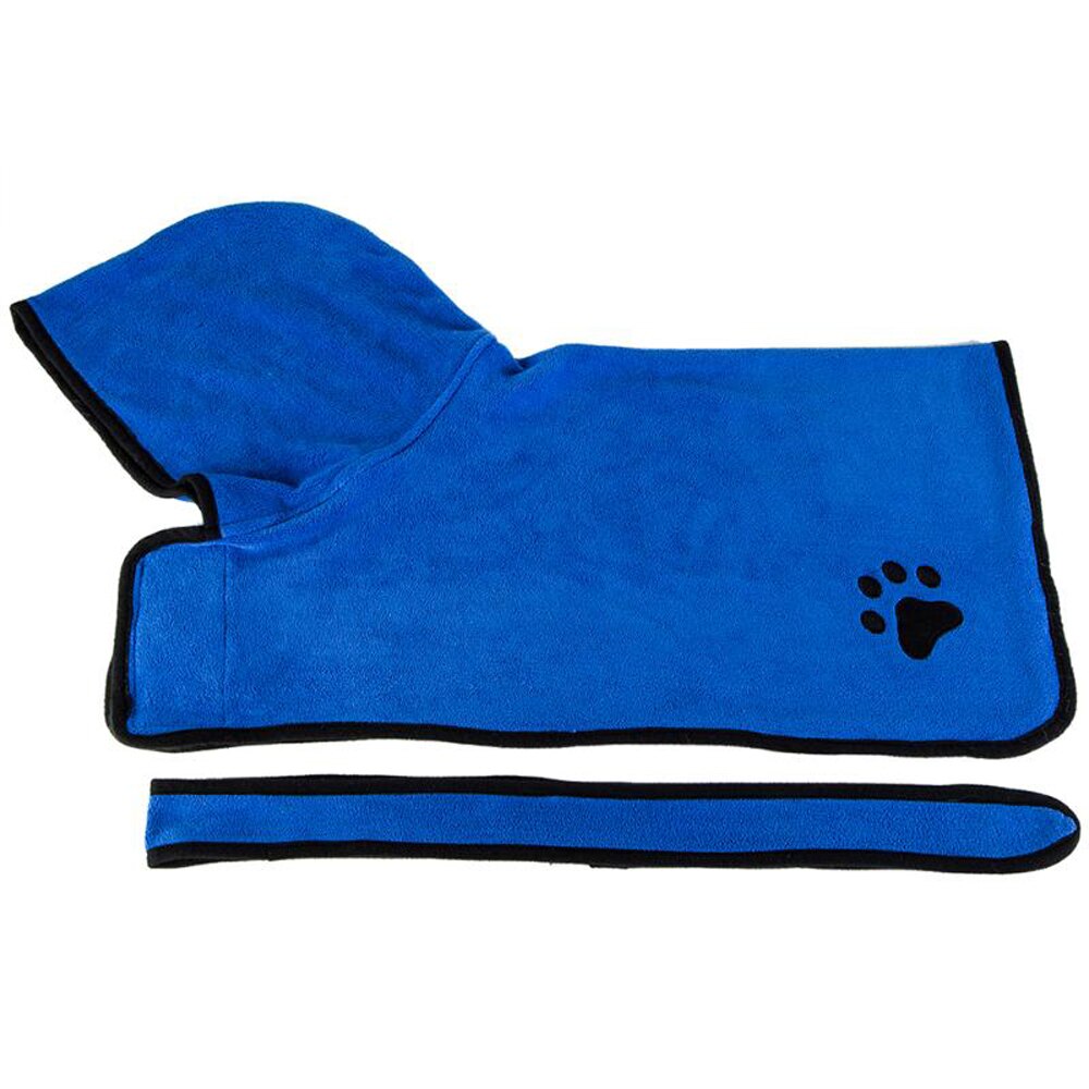 Albornoz de perro mascota Ueful, ropa de perro , secado de mascotas súper absorbentes, bordados para toalla, capucha de gato, Toalla de baño de mascotas, producto de aseo: Azul / XL