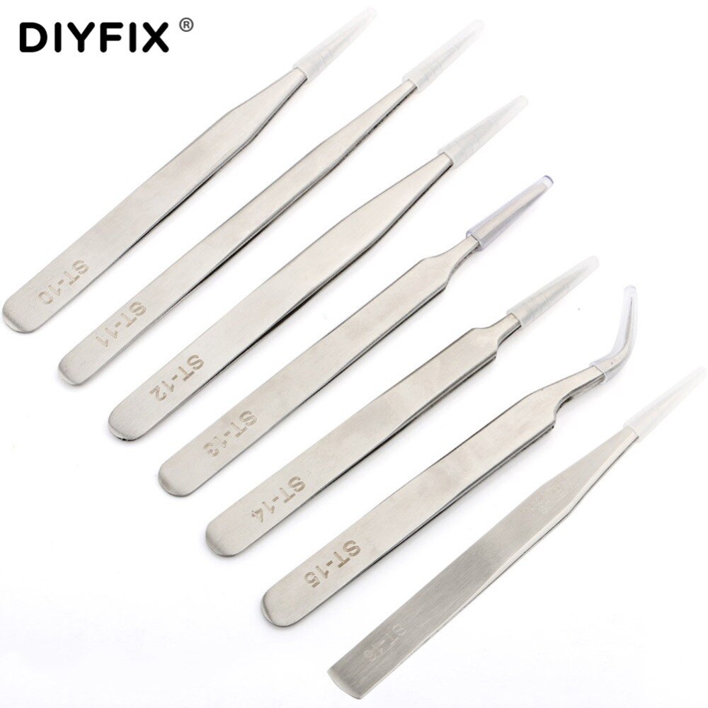Diyfix tarkkuuselektroniset pinsetit puristustyyppi ruostumaton teräs antistaattinen juotos apu korjaus poiminta asennustyökalut