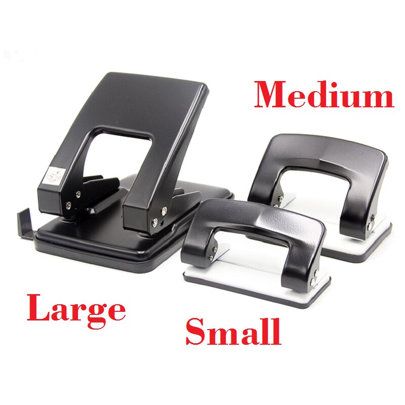 Heavy Duty 2-Hole Punch Metal 2 Holes Puncher Machine Save Effort Comfort Handle Perforadora De Papel; 40-Sheet Capacity: Large Medium Small