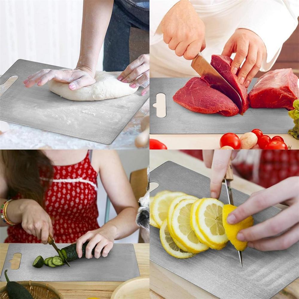 Titanium snijplanken voor keuken Roestvrij plank 304 staal Verdikt dubbelzijdig Food Grade Draagbaar fruitvlees hakken