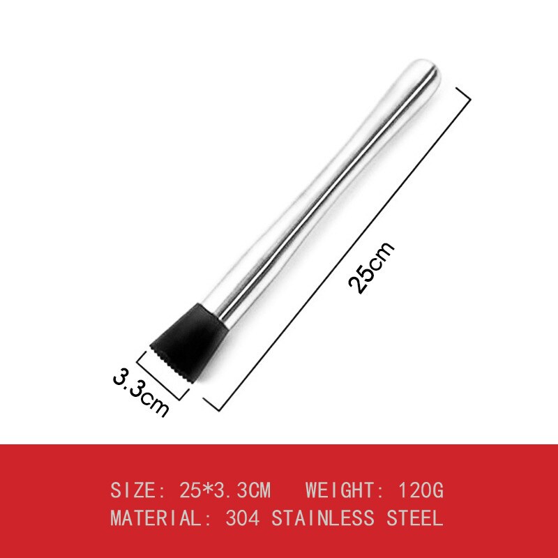 Lemon Stainless Steel Broken Popsicle Bar Mixer Bar Mojito Cocktail DIY Drink Fruit Muddler Crushed Ice Barware Bar Tools: 304 25cm