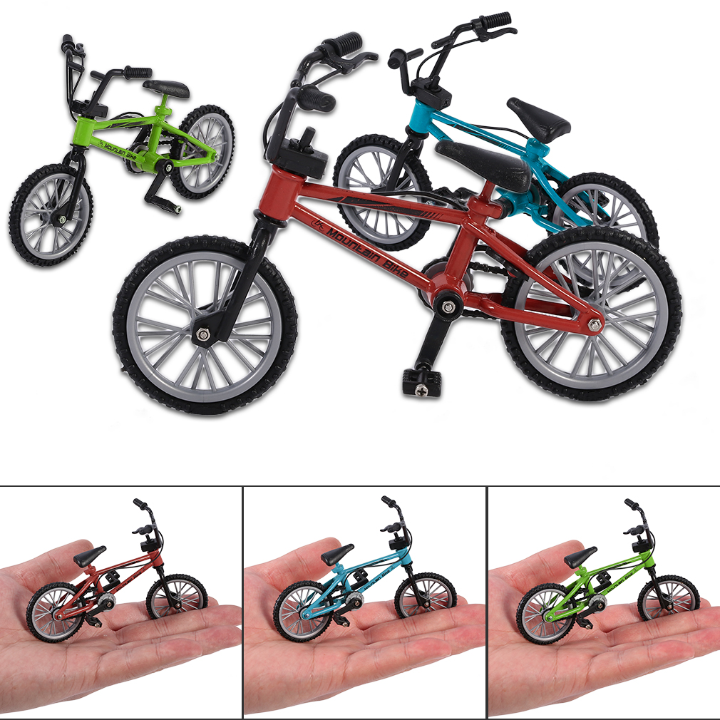 OCDAY Groene toets fiets Speelgoed Simulatie Legering Vinger bmx Fietsen Kinderen Mini Maat Met Rem Touw
