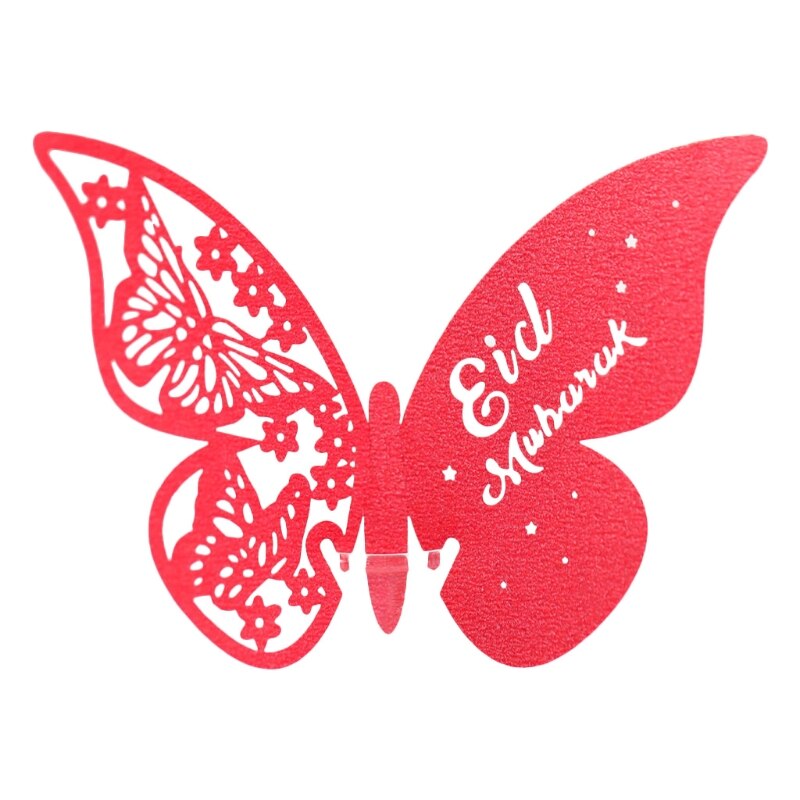 100Pcs 3D Vlinder Nummer Naam Papier Plaats Kaarten Wine Glass Cup Card Eid Mubarak Ramadan Wedding Party Decoratie: R