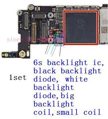 1 juego/kit de reparación de retroiluminación llot para luz de fondo iPhone 6S ic U4020 + L4020 L4021 bobina + D4020 D4021 diodo + fusibles de filtros de retroiluminación