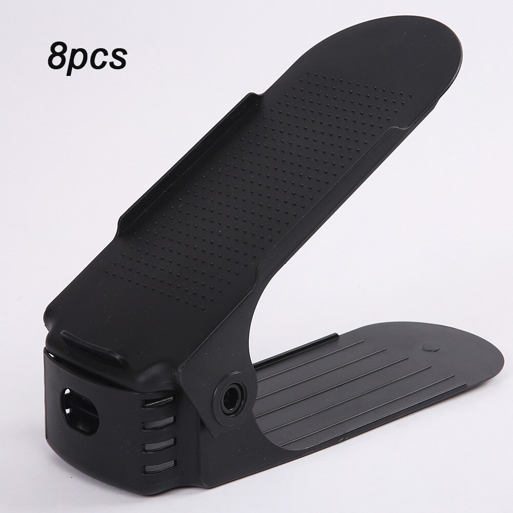 8 stuks verstelbare dubbele schoenenorganizer moderne schoonmaak opbergrek plastic woonkamer organizers schoenendoos standaard beugel schoenendoos: 8 stuks zwart