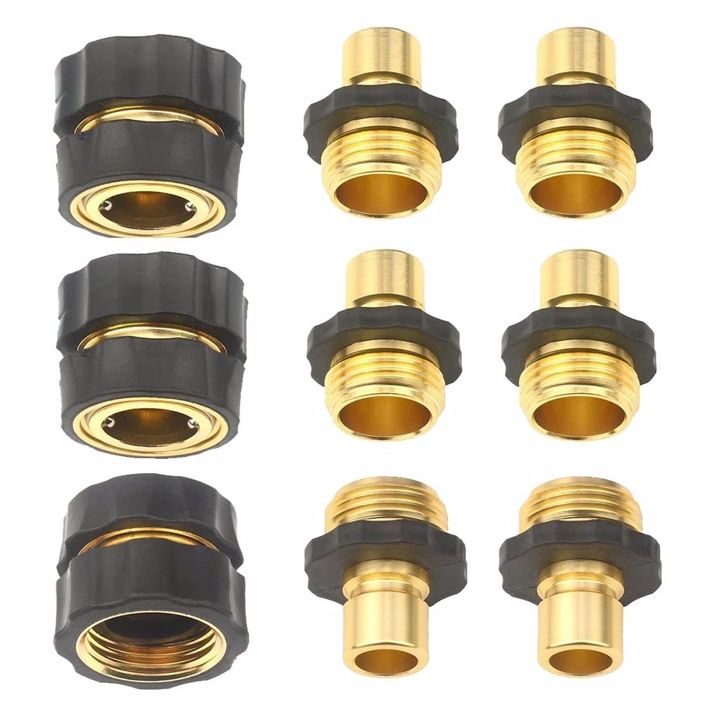 3/4 Inch Garden Hose Fitting Quick Connector Male And Female Value Pack - No-leaks Water Hoses Quick Connect Release Connection: A