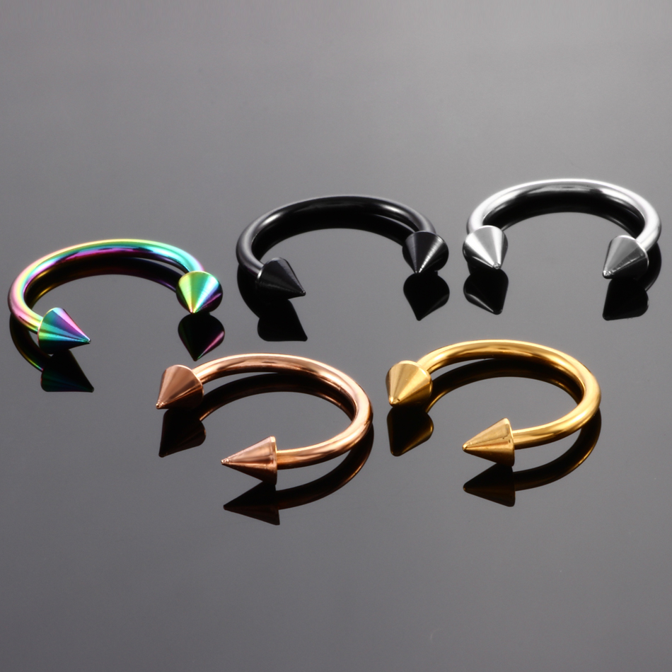 Piercings circulares de acero para labio, ceja, nariz, tabique, aro, cartílago de la oreja, pendiente de lóbulo de hélice, 18G, 16G, 1 par