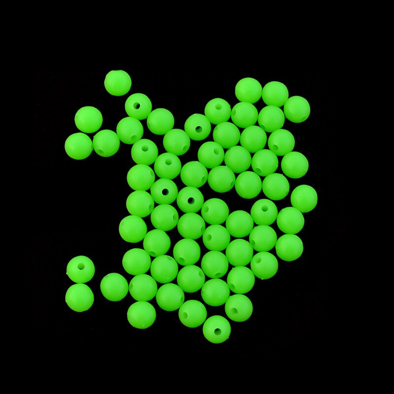 Lysende fiskeri perler 100 stk / parti hård plast flydende fluorescerende grønne fiskeri perler diameter 4mm/5mm/6mm/7mm/8mm