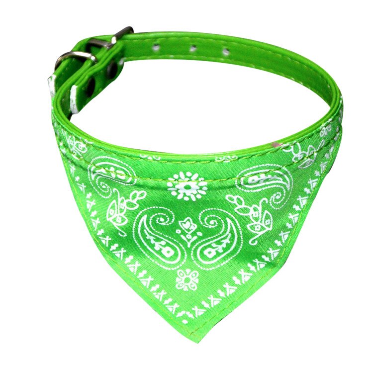 Einstellbare Haustier Hund Welpen Katze Neck Schal Bandana Kragen Halstuch PU Baumwolle Kleid Up Hund Zubehör Drucken Dreieckige Verband: GN / M