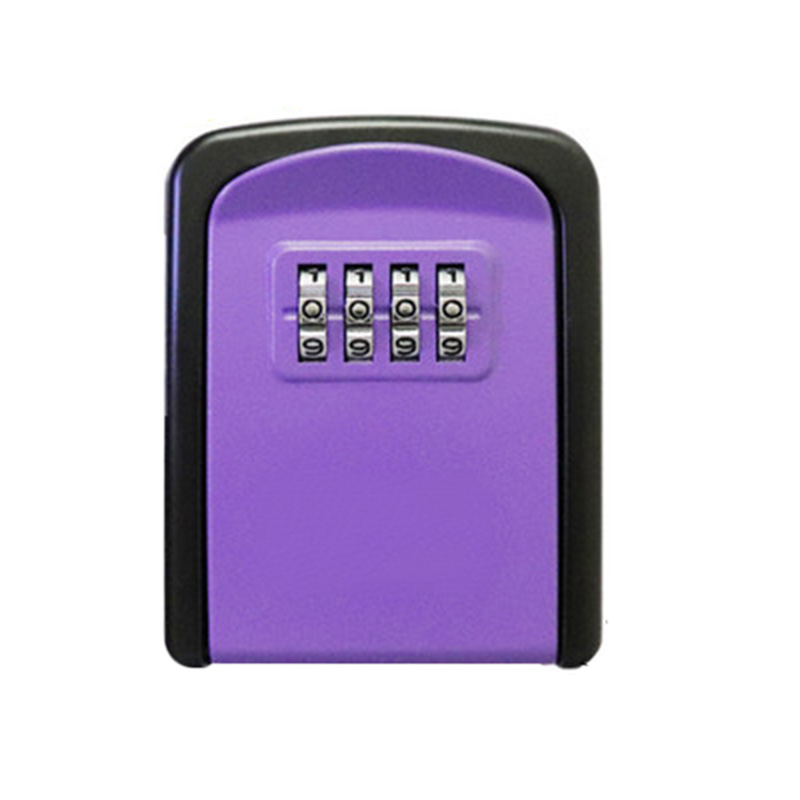 Lock Security Wall Mounted Key Lock Box Safe With 4 Digit Combination Lock Home Outdoor Secret Key Lock Box Safe Deposit Box: Purple
