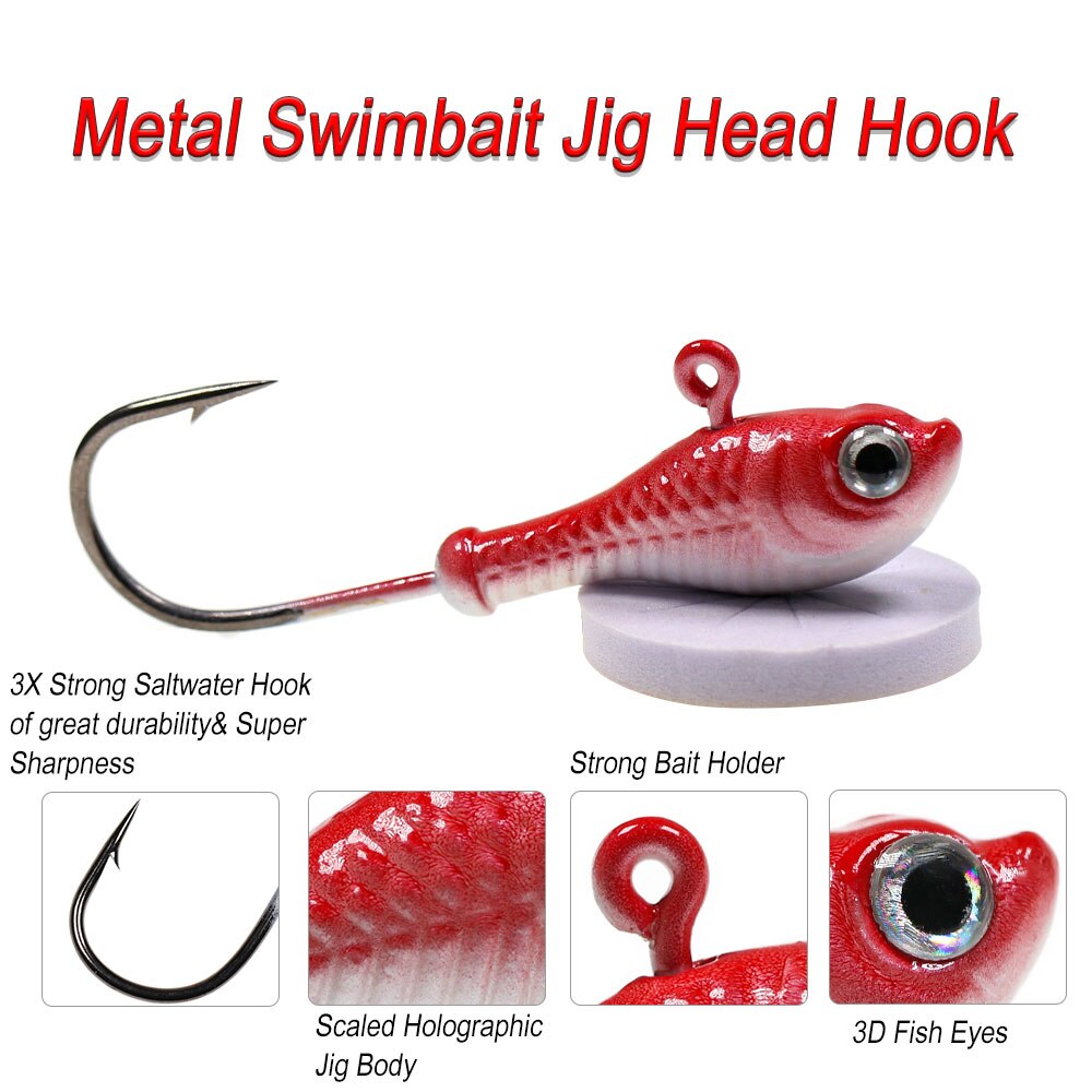 ICERIO 3 stücke 10g 14g 28g glühen Angeln Locken Metall Swimbait Jig Köpfe Haken Bucktail Jig Köpfe salzwasser Wackeln Köder Halfter Haken