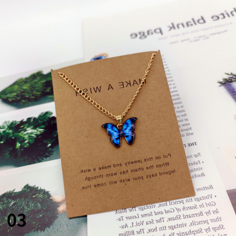 Collares con colgante de mariposa a la para mujer, collar de cadena de clavícula de insecto Multicolor Simple y dulce, accesorios de joyería para: Color acero