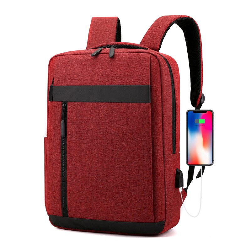 SUUTOOP Men Nylon Laptop Backpack USB Charging Travel Teenagers Schoolbag School Bag Sports Notebook Pack For Male Female Women: Burgundy