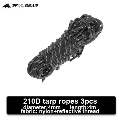 3F UL Gear – cordes réfléchissantes pour tente ou bâche, 4mm/2mm/1.5mm de diamètre, 2m/4m/20m: Tarp 4mm 4m 3pcs
