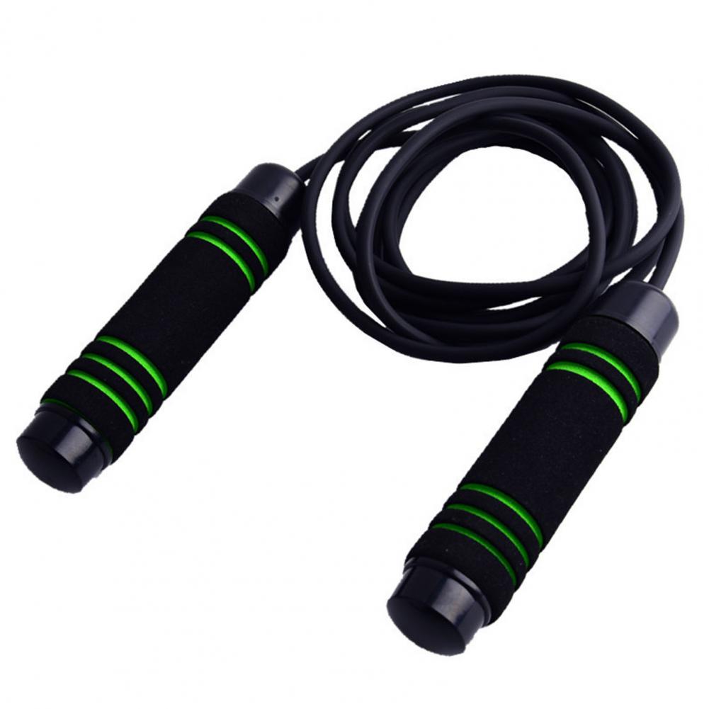 Rubber Handle Jump Skipping Rope Adjustable Bodybuilding Exercise Fitness Tool: green