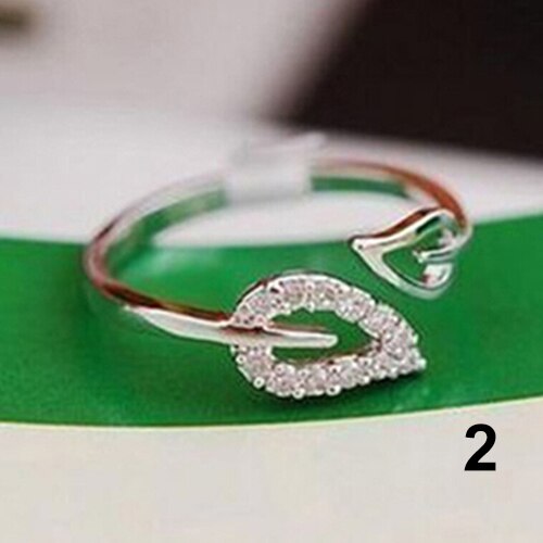 Frauen Einstellbare Strass Blätter Öffnung Manschette Ring edelstahl schmuck frau Engagement ringe hochzeit Ring für frauen