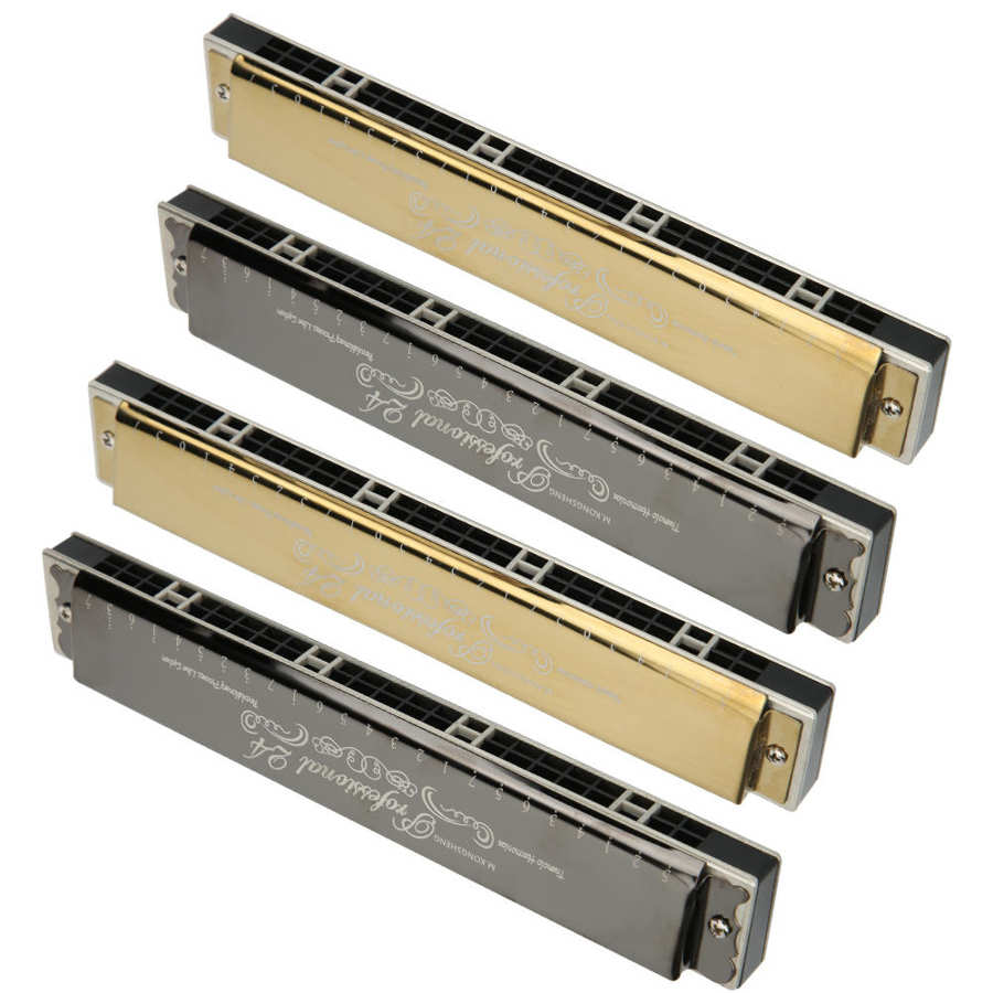 Harmonica Key A/A#/G/G#/F/F#/D/D#/E/B Mouthorgan Diatonic Harp 1.2mm Brass Base Plate 24-Hole Polyphonic