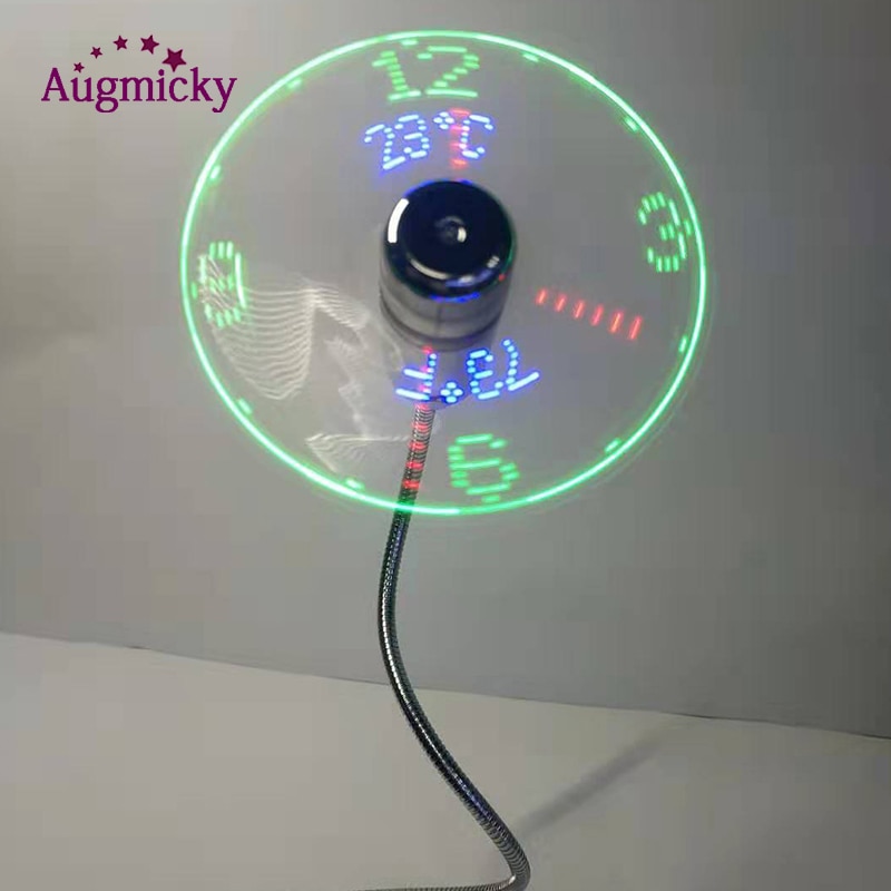 Mini USB LED Clock and Temperature Fan For laptop Adjustable Display Summer Cooling Fans Office Desktop