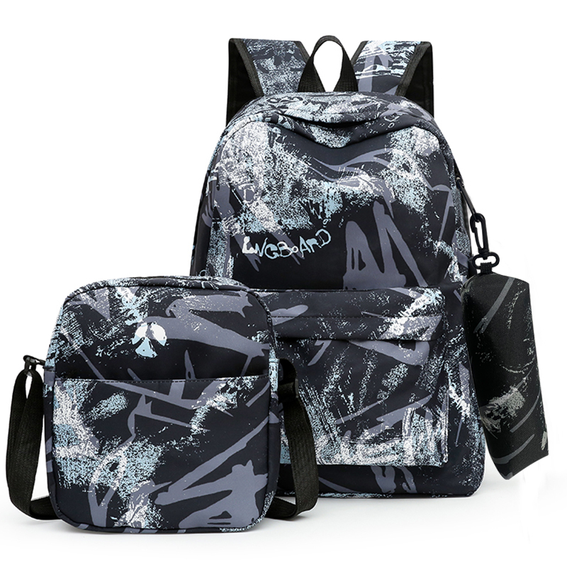 Boy's backpack is large-capacity, stylish and handsome, with dual shoulder straps.: black