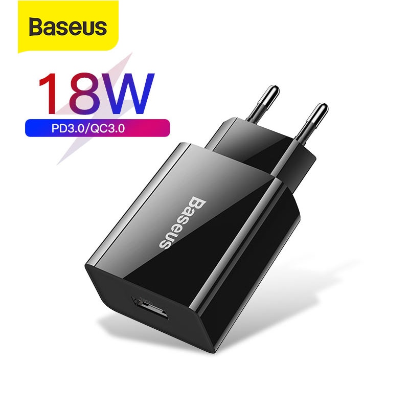 Baseus 18W Snelle Usb Charger Ondersteuning Quick Charge 3.0 Usb Type-C Pd Charger Mini Draagbare Telefoon Oplader voor Iphone Huawei Xiaomi