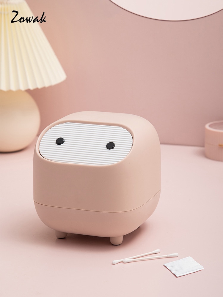 Papelera para escritorio para oficina, mesa de café, cocina, Cubo de basura pequeña, cubo de basura de plástico bonito, tapa para agitar, prensa de cesta de papel pequeña