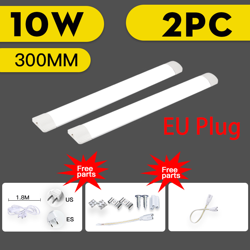 Tubo de luz Led de 85-265V, lámpara de barra Led debajo de los gabinetes, lámparas de pared de techo de tubo, accesorio de iluminación interior para el hogar para cocina y dormitorio: Borgoña / Plata