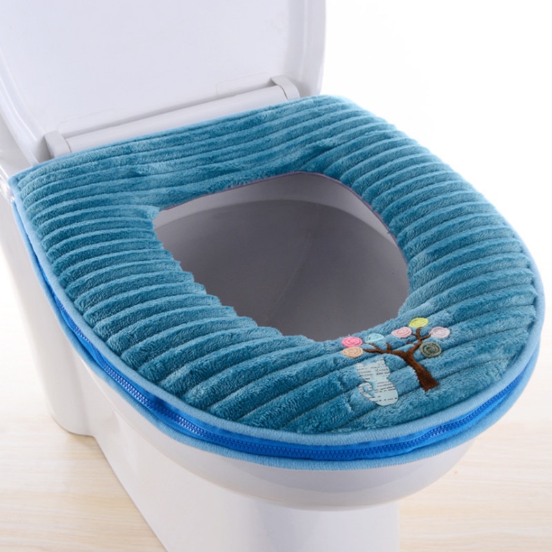 Super Zachte Pluche Pu Waterdichte Dikke Warme Rits Streep Decal Toilet Seat