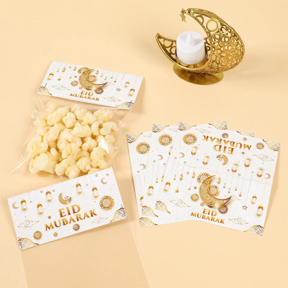 Eid Mubarak Geschenkzakken Plastic Zak Koekje Snoep Ramadan Kareem Decoratie 2025, Islamitische Moslim Feestverpakking Zakje