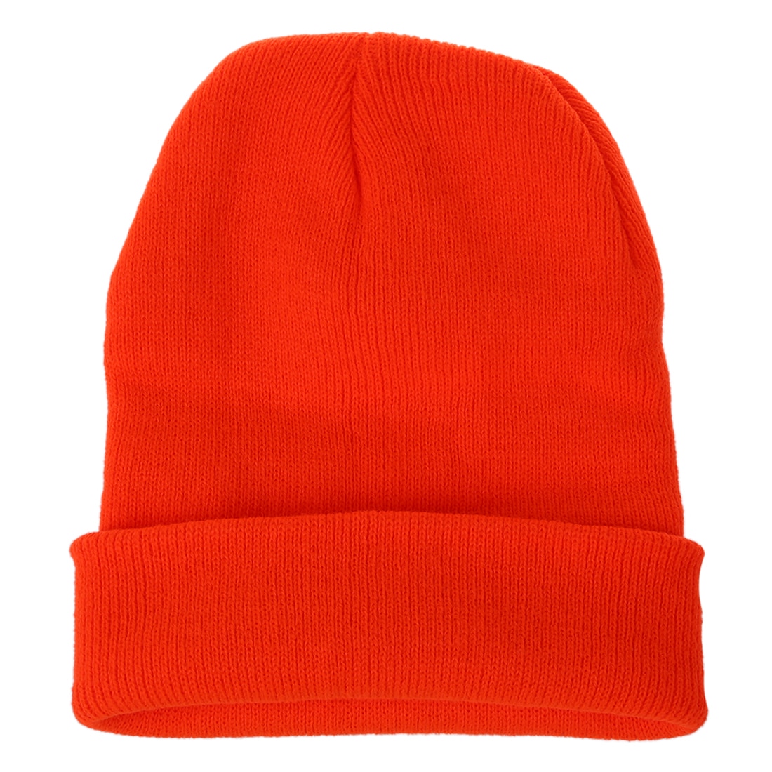 Effen Kleur Winter Peas Knit Ski Hoed Warm Houden (Bright Orange)
