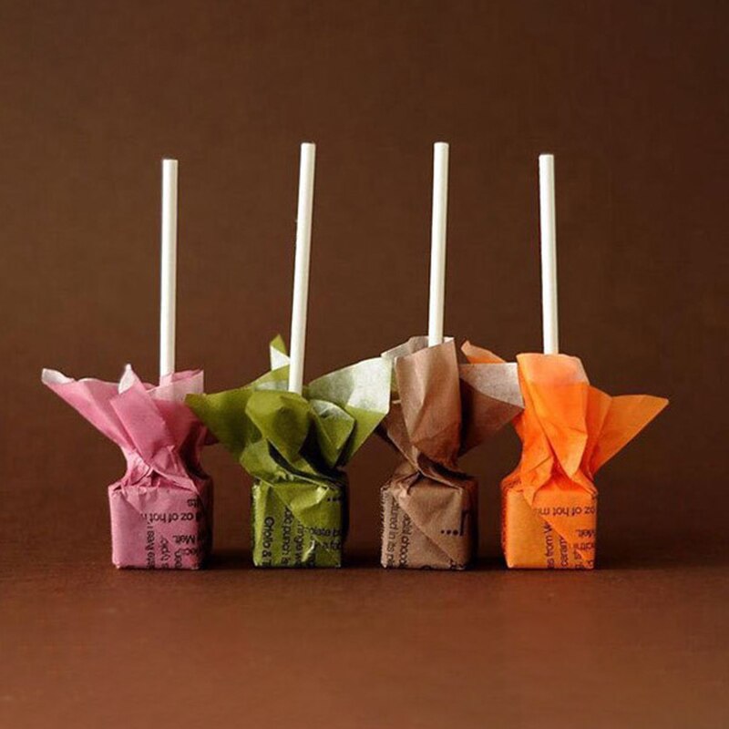 100Pcs Lollipop Cake Paper Stick Pops Solid Core White Paper Lollipop Sticks For Chocolate Sugar Candy Lolly Pop Sucker sticks