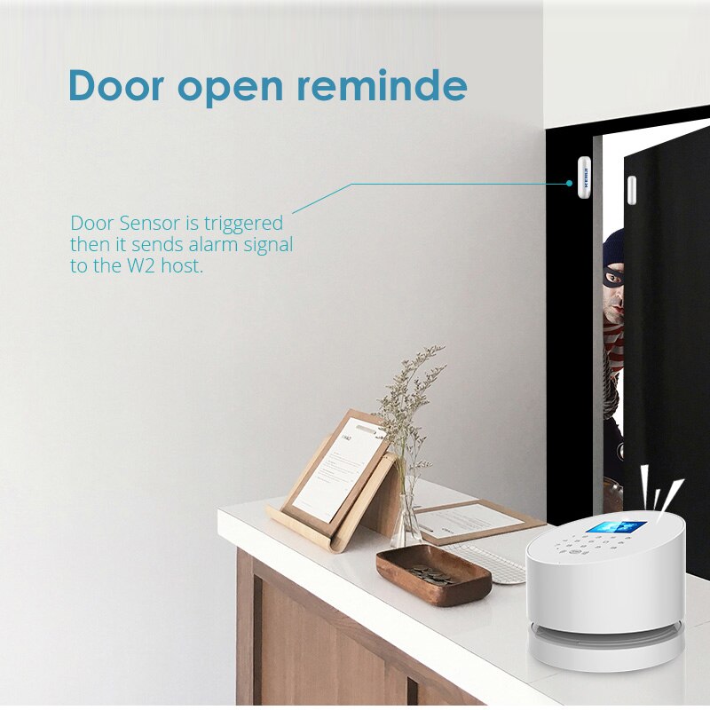 KERUI, Kit de bricolaje, W2 sistema de alarma WIFI/GSM 2,4 pulgadas Touch Panel seguridad Detector de movimiento, Sensor de puerta Buglar sistema de alarma