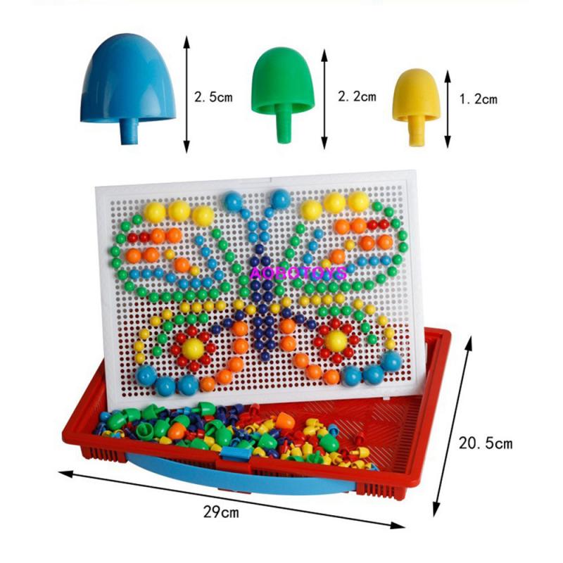 Kinderen Kinderen Puzzel Peg Board Met 296 Haringen Educatief Speelgoed Creatieve Gaven Puzzels Speelgoed Kleurrijke Knoppen Assembleren Paddestoelen