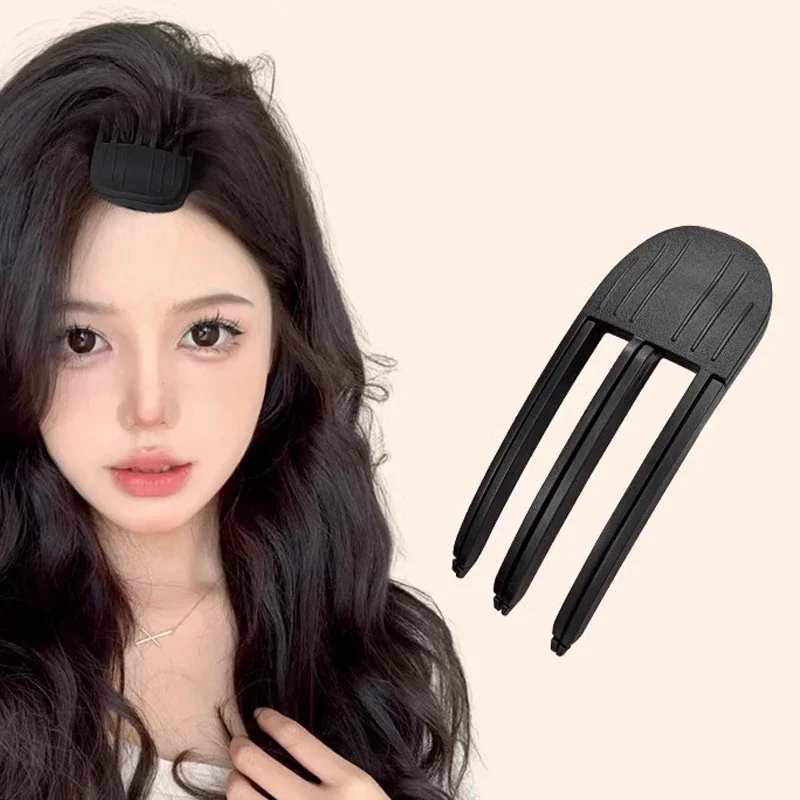 2 pçs fofo hairpin curling franja clipes raízes de cabelo volumizing grampos de cabelo conjunto feminino curling clipe fixo moda volume rolo de cabelo: Cinza claro