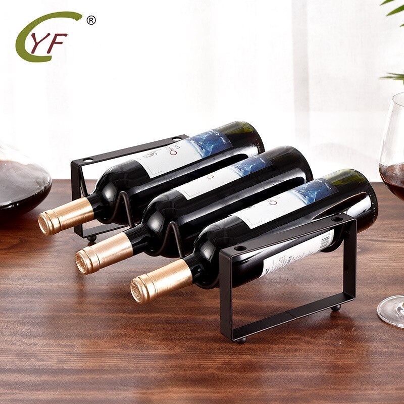 4 bottles of wine bottle shelf iron wine rack outd... – Grandado