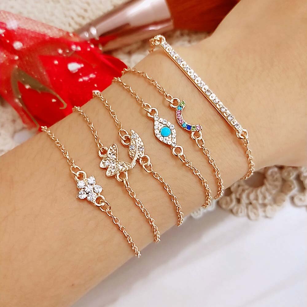 Bracelet Sets Minimalist Gold Color Hollow Lotus Bangle Bracelets for Women Exquisite Party Jewelry: BR18Y0400