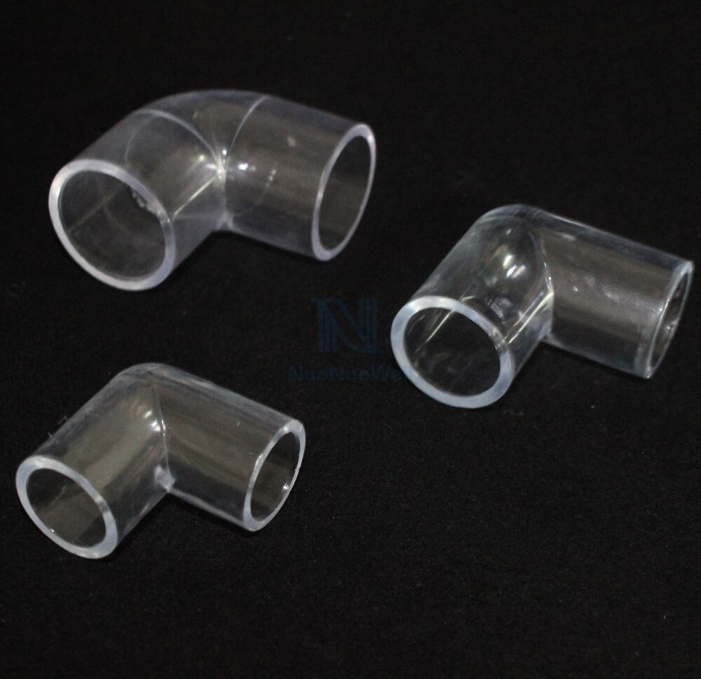 NuoNuoWell 50PCS-Pack 16mm 20mm 25mm Clear Acrylic Plastic Pipe Joints 90 Degree Elbow Connector Aquarium Irrigation DIY