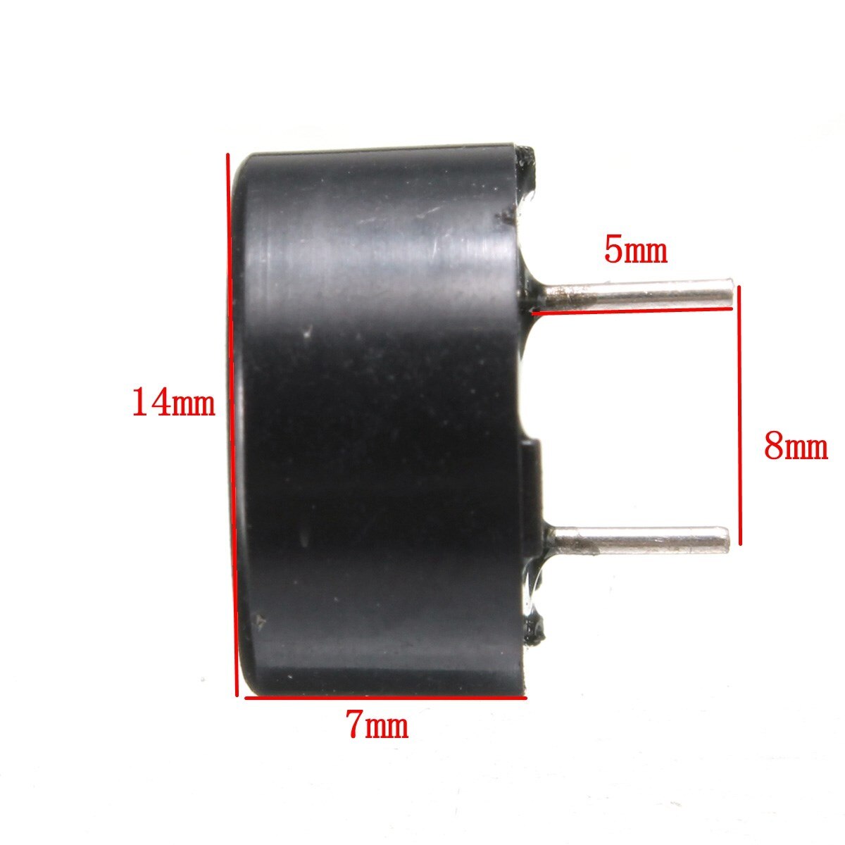 Piezo Buzzer AC 1-3V noir | 10 pièces, piézoélectrique passif électronique, 2 broches, 14x7mm