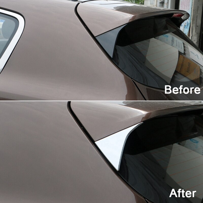 Chrome Rear Window Spoiler Side Wing Triple-Gedreven Cover Met Inner Triple-Gedreven Een Kolom Cover Sticker Trim