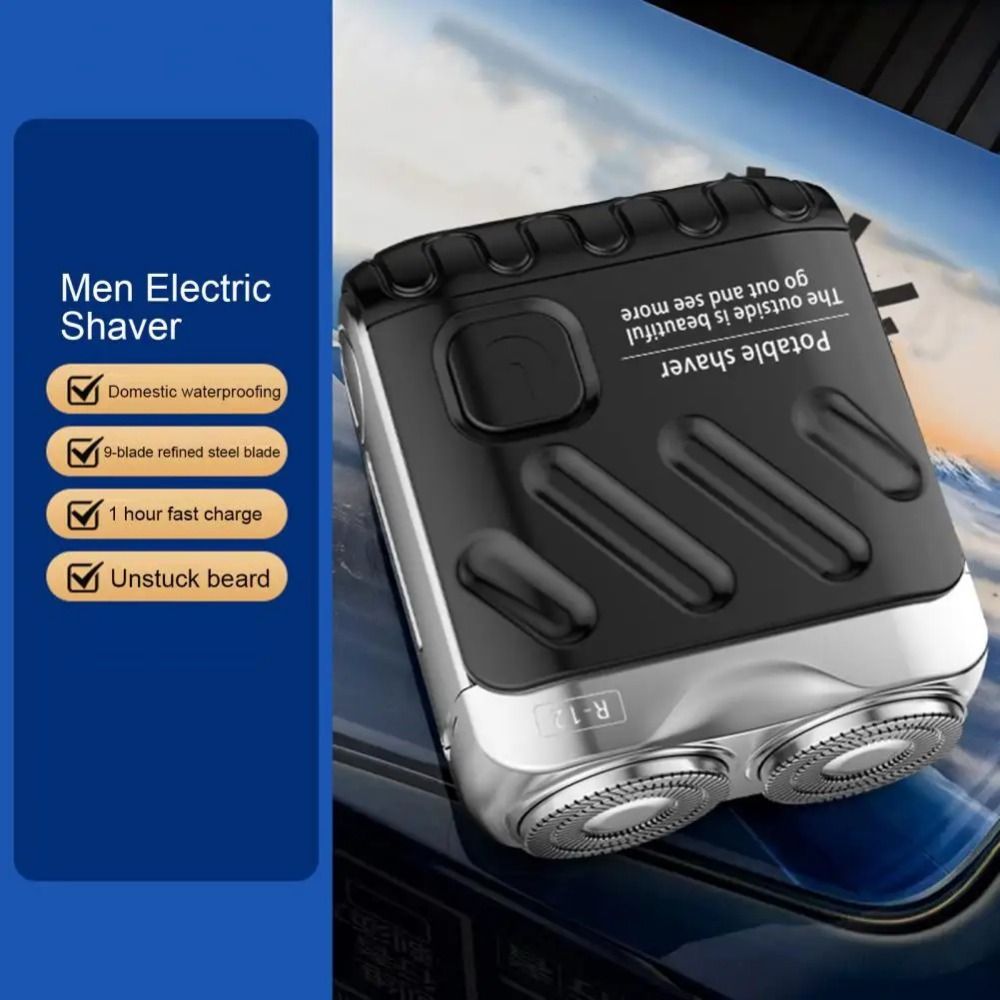 Mini Men's Electric Shaver Double Head Magnetic Portable Rotary Razor 9000 Revolutions Wet and Dry Shaving Beard Trimmer Dad