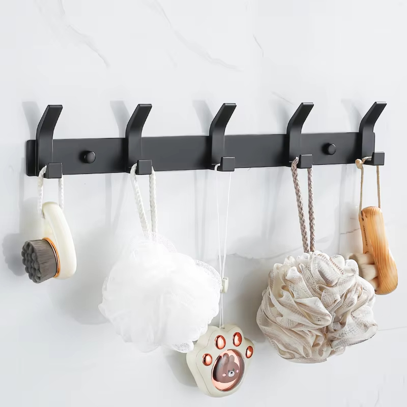 Crochets de suspension modernes pour mur, porte-serviettes noir en aluminium, porte de salle de bains, cintre pour vêtements, porte-manteau mural