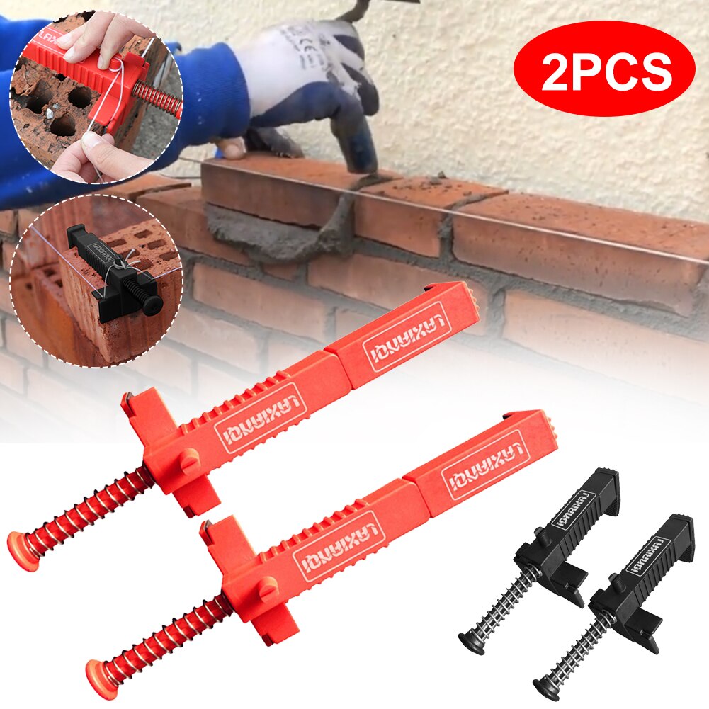 2Pcs Baksteen Liner Duurzame Anti-Slip Baksteen Lijn Runner Lijn Clip Draad Lade Bricklaying Gereedschap Voor Bouw zwart/Rood
