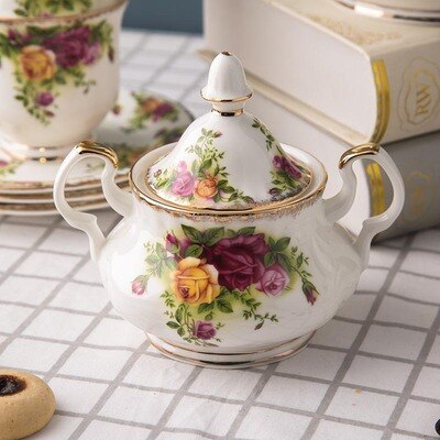 Juego de café de hueso inglés de china, juego de té de la tarde, taza de café antigua Rosa europea, plato, de cumpleaños de boda: A